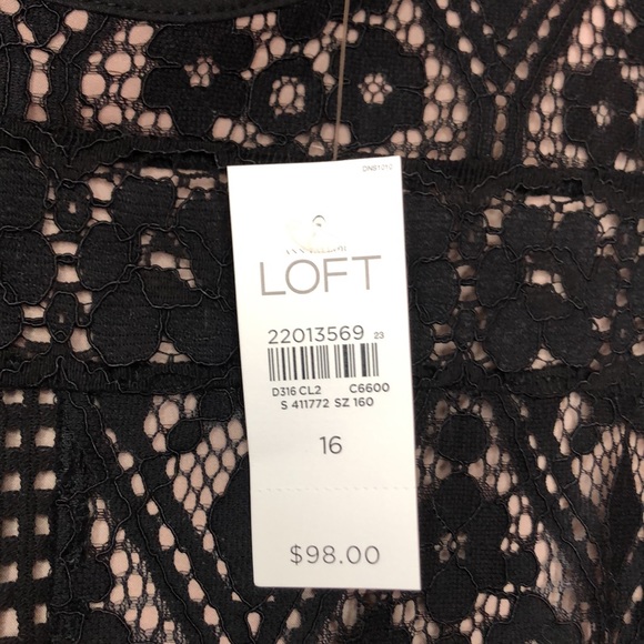 NWT LOFT black lace shift dress. Size 16. - Picture 6 of 8